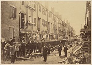 Church St District Boston Fayette St Facing West, South Side, Being Raised 1868