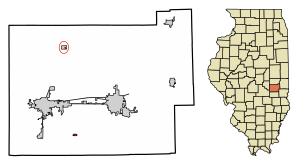 Location of Lerna in Coles County, Illinois.