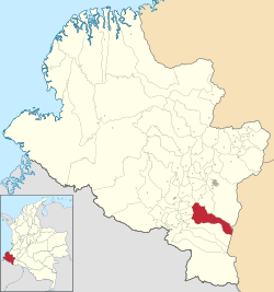 Location of the municipality and town of Funes, Nariño in the Nariño Department of Colombia.