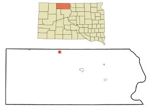 Location within Corson County and South Dakota