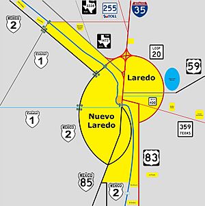 Location of Downtown in Laredo, Texas