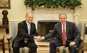 Ehud Olmert and George Bush 2