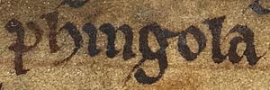 Findguala Nic Lochlainn (British Library MS Cotton Julius A VII, folio 40r)