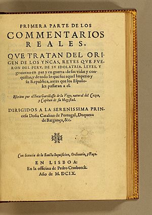Garcilaso de la Vega Commentarios Reales 1609