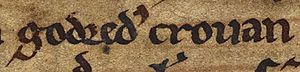 Gofraid Crobán (British Library Cotton MS Julius A VII, folio 50v)