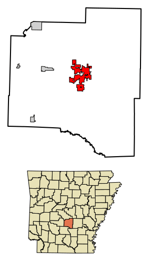 Location of Sheridan in Grant County, Arkansas.