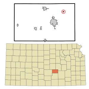 Location within Harvey County and Kansas