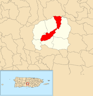 Location of Hato Puerco Arriba within the municipality of Villalba shown in red