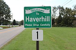 Haverhill community sign on Scioto County Road 1 west