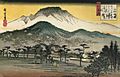 Hiroshige Evening view of a temple in the hills