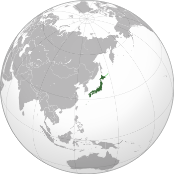 Projection of Asia with Japan's Area colored green