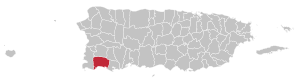 Map of Puerto Rico highlighting Lajas Municipality