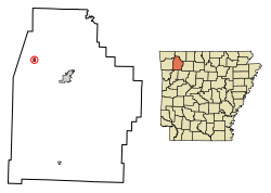 Location of Hindsville in Madison County, Arkansas.