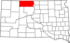 Map of South Dakota highlighting Corson County