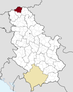 Location of Subotica within Serbia