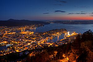 Night view from Mount Floyen - Bergen, Norway