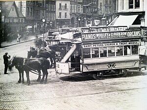 Nottingham Horse Tram outside St. Peter's Church