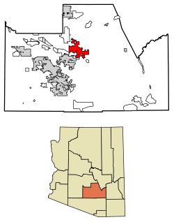 Location of Florence in Pinal County, Arizona