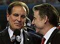 Rick Pitino being interviewed by Jim Nantz