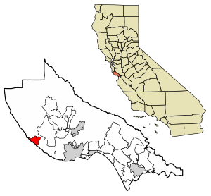 Location of Davenport in Santa Cruz County, California.