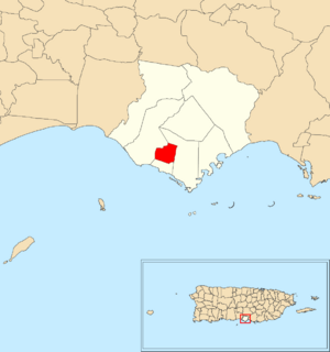 Location of Santa Isabel barrio-pueblo within the municipality of Santa Isabel shown in red