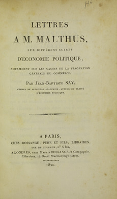 Say - Lettres a M. Malthus, 1820 - 5496950