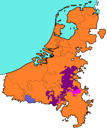     The Low Countries in 1560.      Habsburg Netherlands     Prince-Bishopric of Liège     Principality of Stavelot-Malmedy     Prince-Bishopric of Cambrésis 