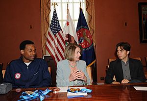 Speaker Nancy Pelosi Meeting with Shani Davis and Apolo Ohno (4541691200)