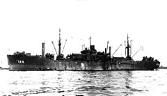 USS La Grange (APA-124) at anchor, in 1945