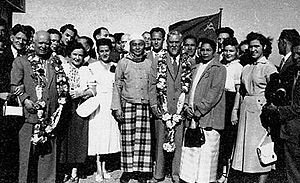U Nu with Soviet leaders in Rangoon, December 1955