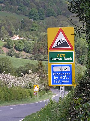 Warning signs on the approach to Sutton Bank - geograph.org.uk - 801742