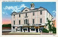 Wells Maine Town Hall 1940s postcard