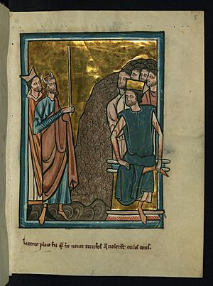 William de Brailes - The Third Plague of Egypt - Gnats (Exodus 8 -17) - Walters W1065R - Full Page