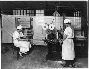2 women operating gum-wrapping machine at the American Chicle Company Plant LCCN2004667713