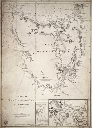 Admiralty Chart No 1079 Van Diemens Land by M. Flinders 1798-9. South coast, sheet VI. RMG F0282, Published 1814f