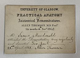 Anatomy lecture ticket 1860