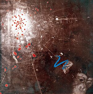 Belfast Zoo III, silver gelatin print, toner, oil pastel and torn paper, 25cms x 25cms, 1983