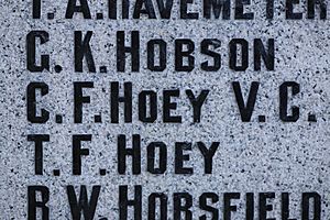 Charles F. Hoey, VC as Inscribed on Duncan BC Cenotaph