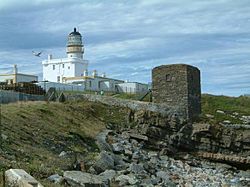 Kinnaird Head, showing the lighthouse, formerly Kinnaird Castle, and the Winetower
