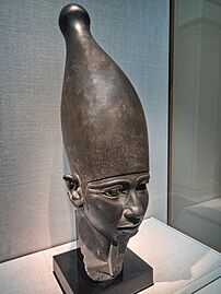 Funerary Portrait of Pharaoh wearing the crown of Upper Egypt from Dynasty 5 or 6 Old Kingdom 2675-2130 BCE Stone and Copper (19673030918)
