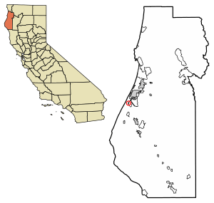 Location of Fields Landing in Humboldt County, California.