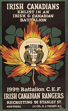 Irish Canadians enlist in an Irish and Canadian Battalion