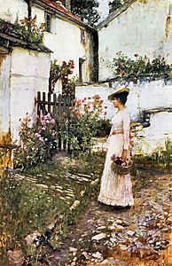 John William Waterhouse-Gathering Summer Flowers in a Devonshire Garden-1893