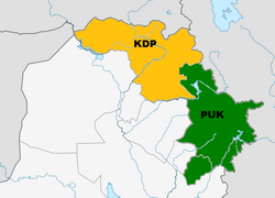 KDP and PUK controlled areas of Kurdistan