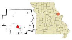 Lincoln County Missouri Incorporated and Unincorporated areas Troy Highlighted.svg