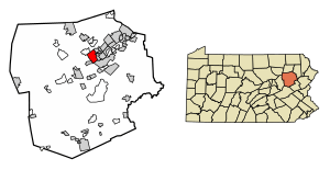 Location of Larksville in Luzerne County, Pennsylvania.