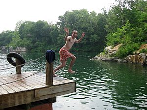 Man Jumping at Beaver Dam