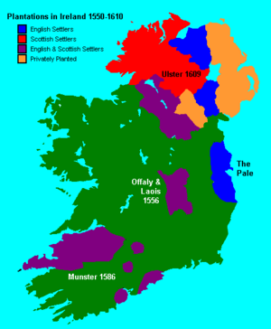 Map of British plantations of Ireland, 1550–1610