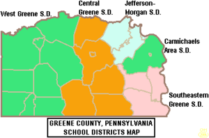 Map of Greene County Pennsylvania School Districts
