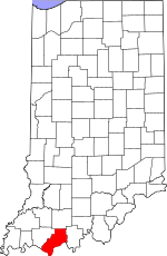 Map of Indiana highlighting Spencer County